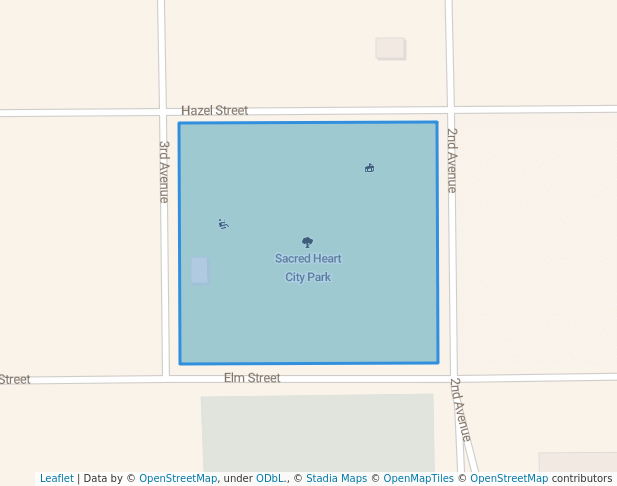 walking in Sacred Heart City Park map in Sacred Heart