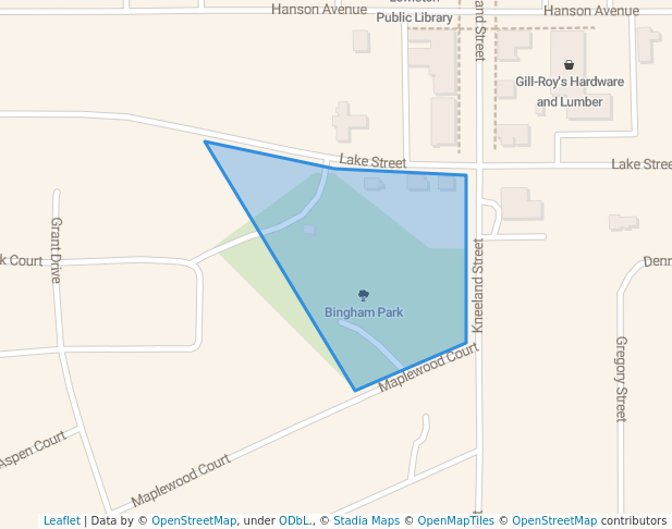 walking in Bingham Park map in Lewiston