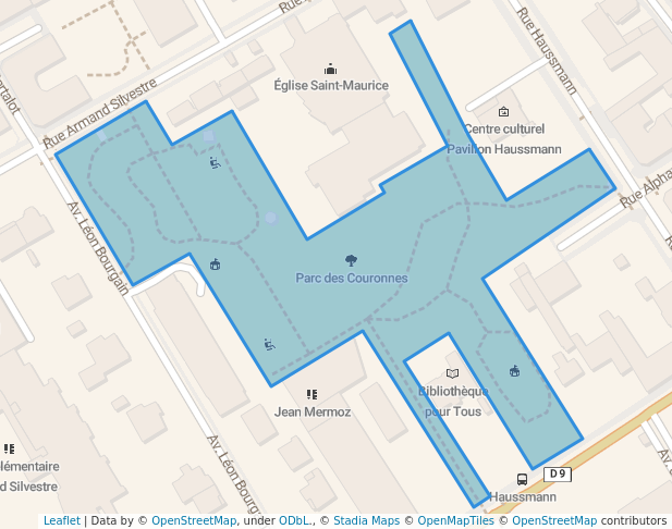 walking in Parc des Couronnes map in Courbevoie