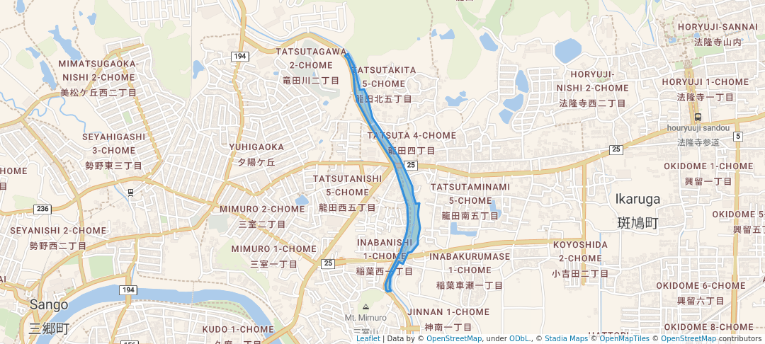 walking in 竜田公園 map in Ikaruga