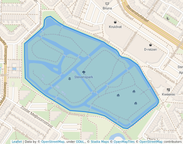 walking in Stevenspark map in Leiden