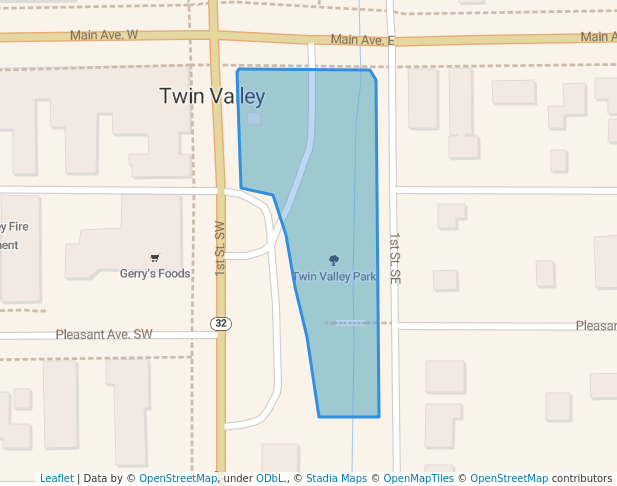 walking in Twin Valley Park map in Twin Valley
