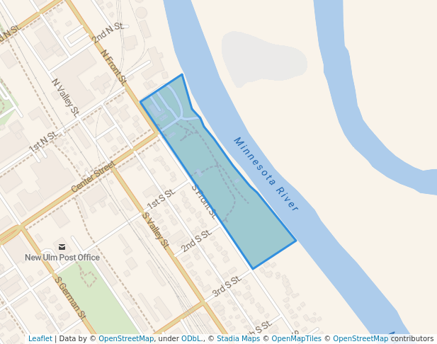 walking in Riverside Park map in New Ulm