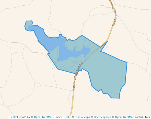 walking in Hamburg State Park map in Mitchell