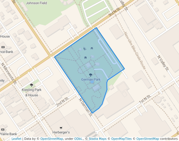 walking in German Park map in New Ulm