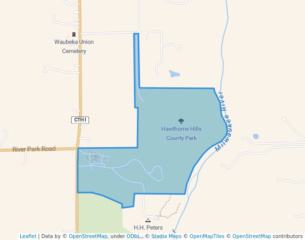 walking in Hawthorne Hills County Park map in Saukville