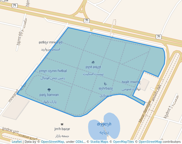 walking in Madani Park map in Kashan