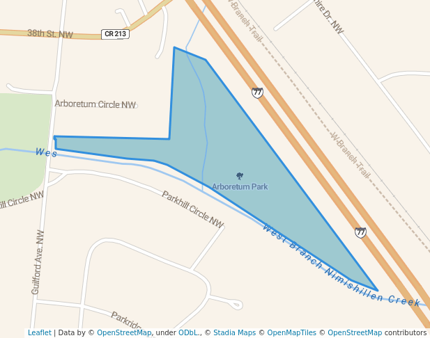 walking in Arboretum Park map in Canton