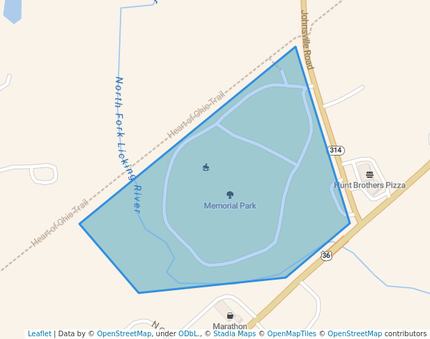 walking in Memorial Park map in Centerburg