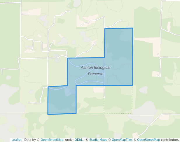walking in Ashton Biological Preserve map in Archer