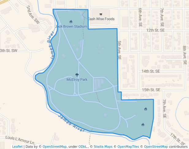 walking in McElroy Park map in Jamestown