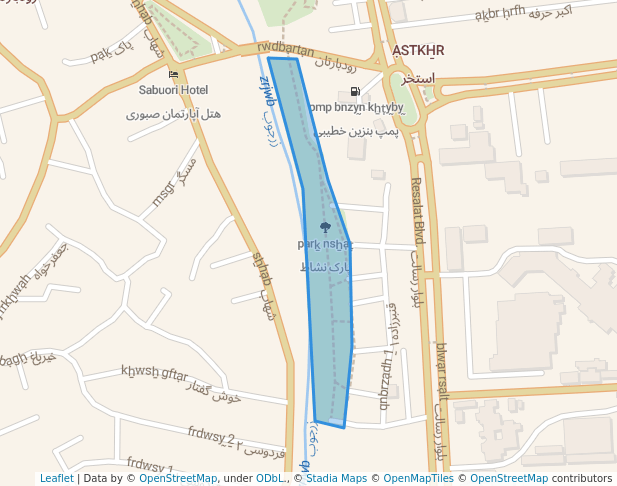 walking in پارک نشاط map in Rasht