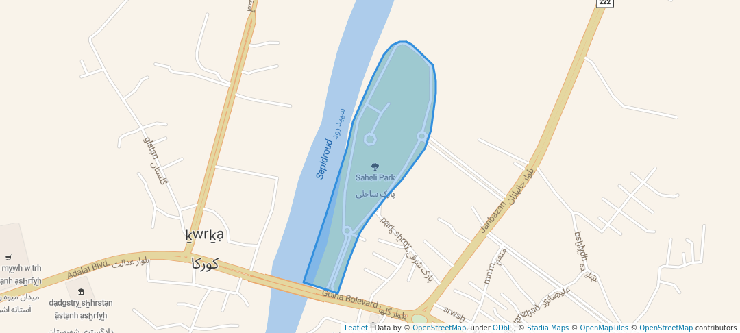 walking in Saheli Park map in Astaneh-ye Ashrafiyeh