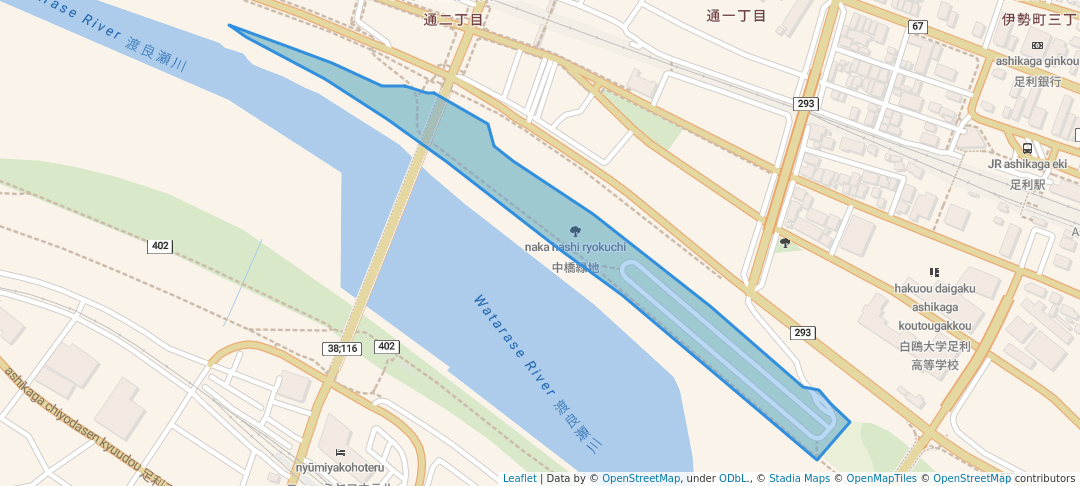 walking in 中橋緑地 map in Ashikaga