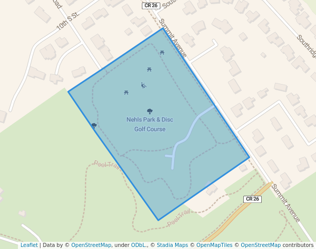 walking in Nehls Park & Disc Golf Course map in New Ulm
