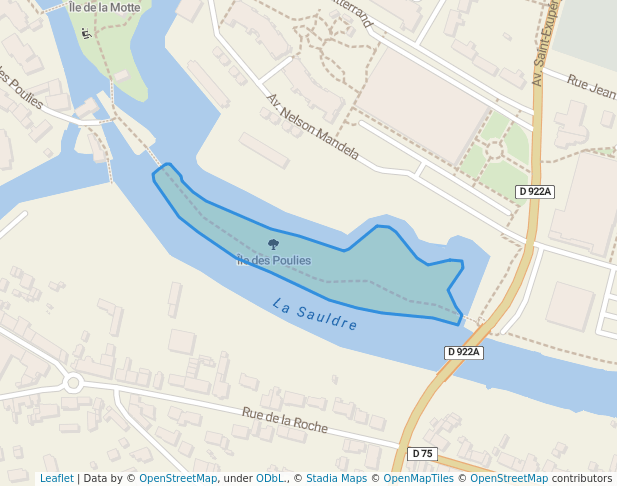 walking in Île des Poulies map in Romorantin-Lanthenay