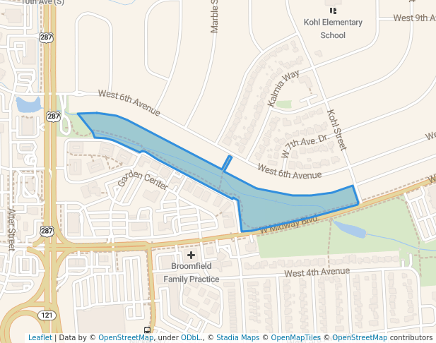 walking in North Midway Park map in Broomfield