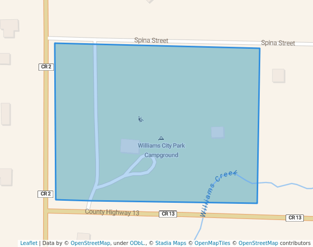 walking in Williams City Park Campground map in Williams