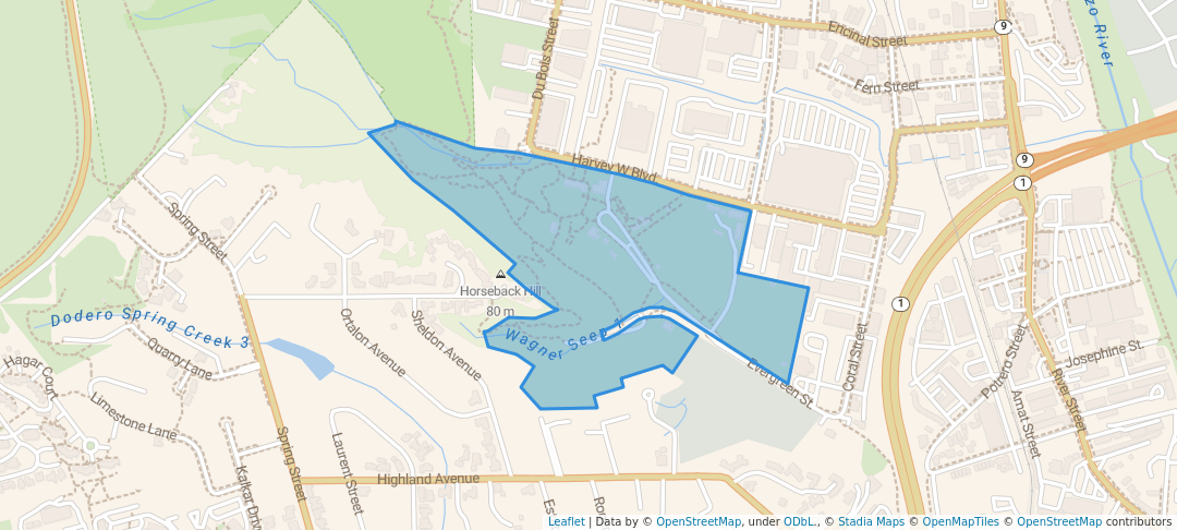 walking in Harvey West Park map in Santa Cruz