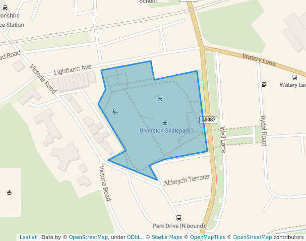 walking in Lightburn Park map in Ulverston