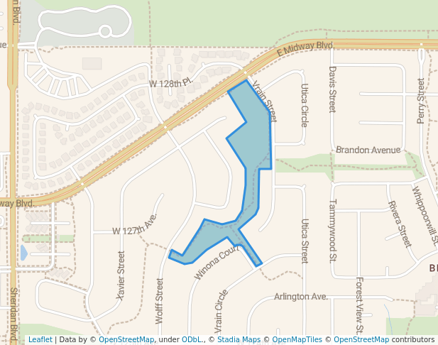 walking in Willow Park map in Broomfield
