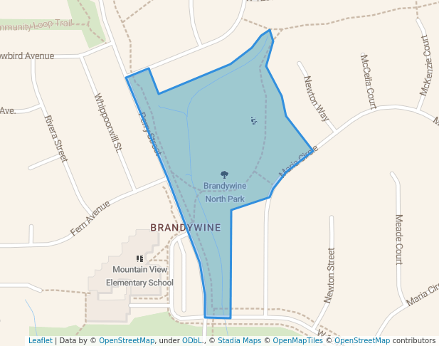 walking in Brandywine North Park map in Broomfield