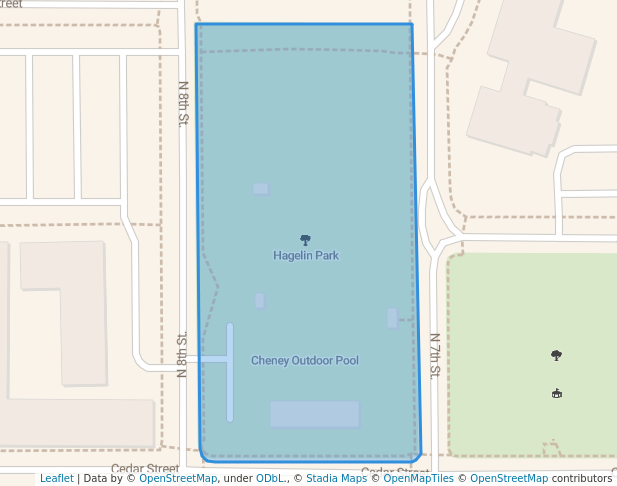 walking in Hagelin Park map in Cheney