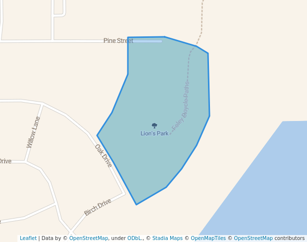 walking in Lion's Park map in Foley