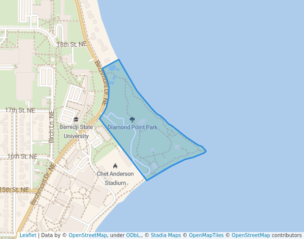 walking in Diamond Point Park map in Bemidji