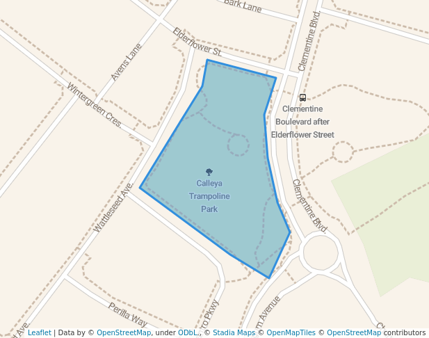 walking in Calleya Trampoline Park map in Banjup