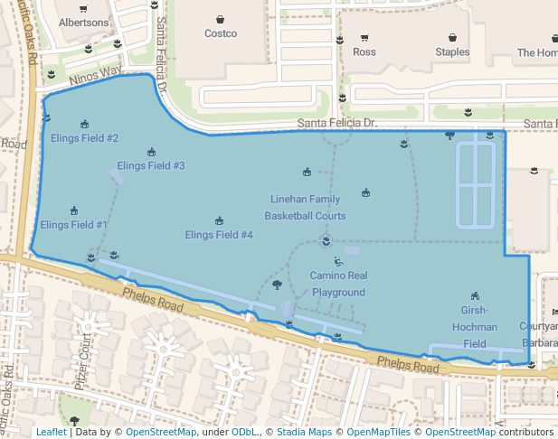walking in Girsh Park map in Goleta