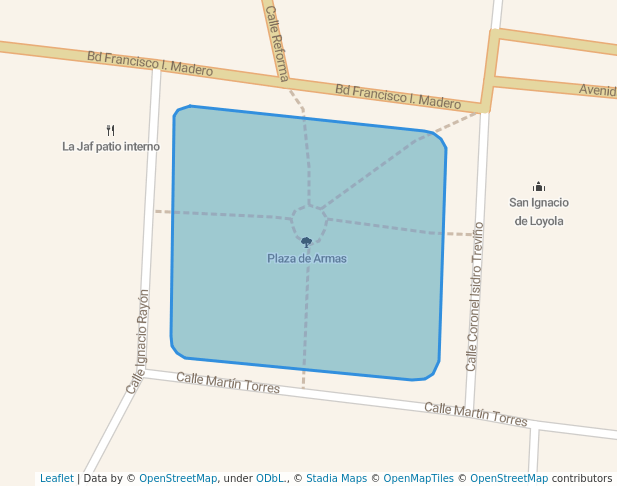 Plaza de Armas in Parras de la Fuente | Map and Routes