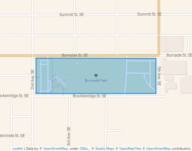 walking in Burnside Park map in Sleepy Eye