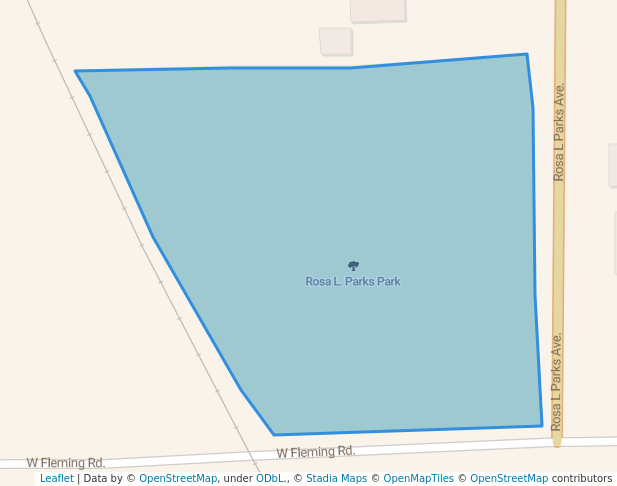 walking in Rosa L. Parks Park map in Montgomery