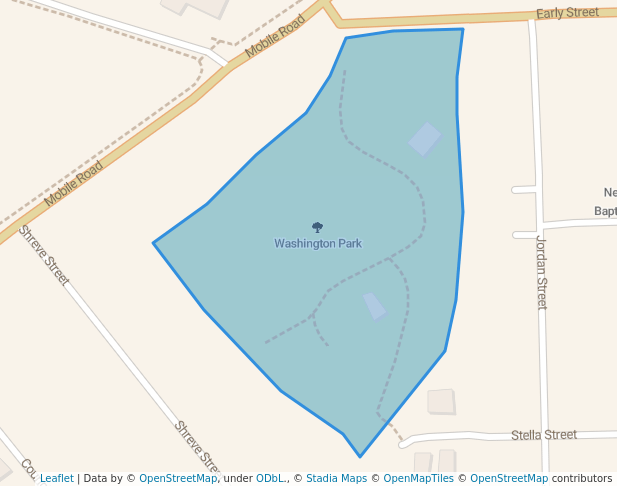 walking in Washington Park map in Montgomery