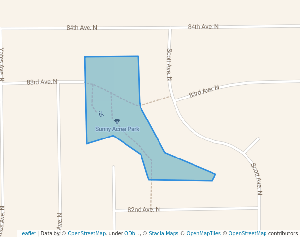 walking in Sunny Acres Park map in Brooklyn Park