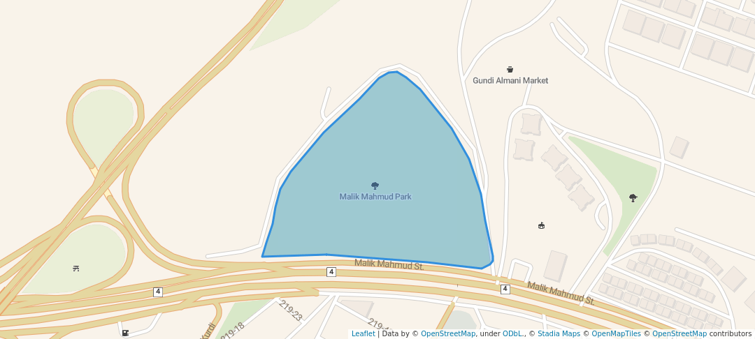 walking in Malik Mahmud Park map in Sulaymaniyah