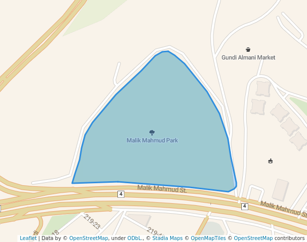 walking in Malik Mahmud Park map in Sulaymaniyah