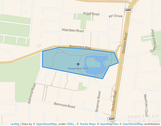 walking in Rossmere Park map in Hartlepool