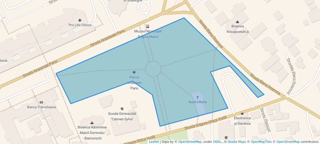 walking in Parcul Anastasie Panu map in Iași