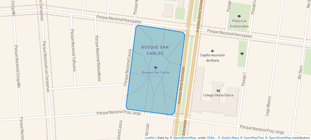 walking in Bosque San Carlos map in Coquimbo