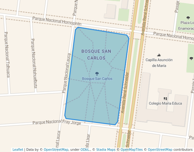 walking in Bosque San Carlos map in Coquimbo