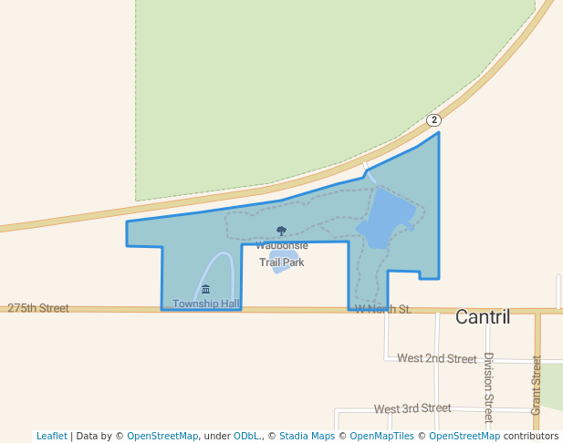 walking in Waubonsie Trail Park map in Cantril