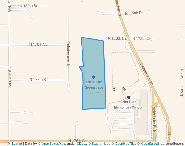 walking in Saint Luke Greenspace map in Shoreline