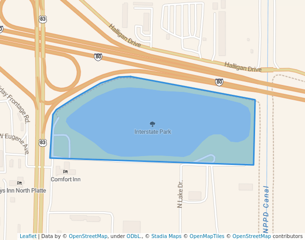 walking in Interstate Park map in North Platte