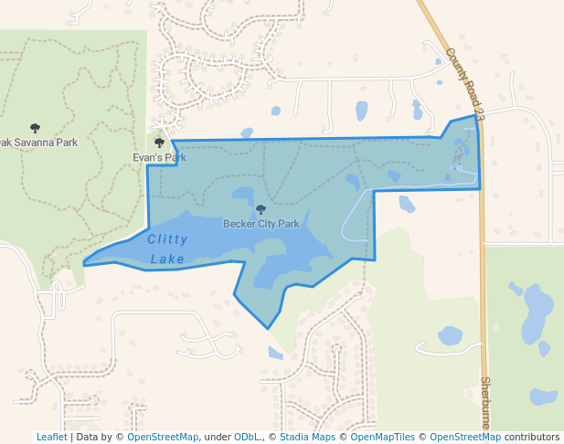 walking in Becker City Park map in Becker