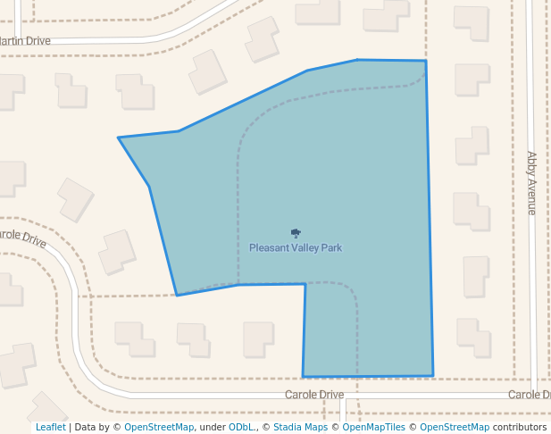 walking in Pleasant Valley Park map in Becker