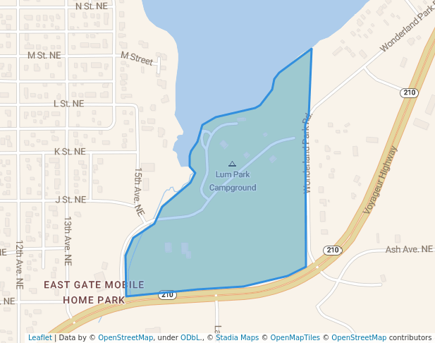 walking in Lum Park map in Brainerd