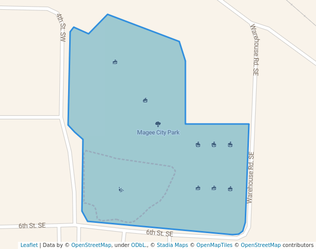 walking in Magee City Park map in Magee