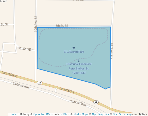 walking in E. L. Everett Park map in Magee